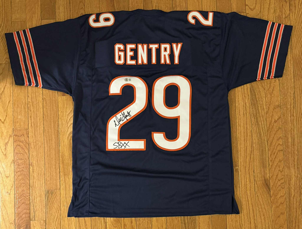 Dennis Gentry Signed Custom Navy Chicago Bears Custom Pro Style Jersey Beckett