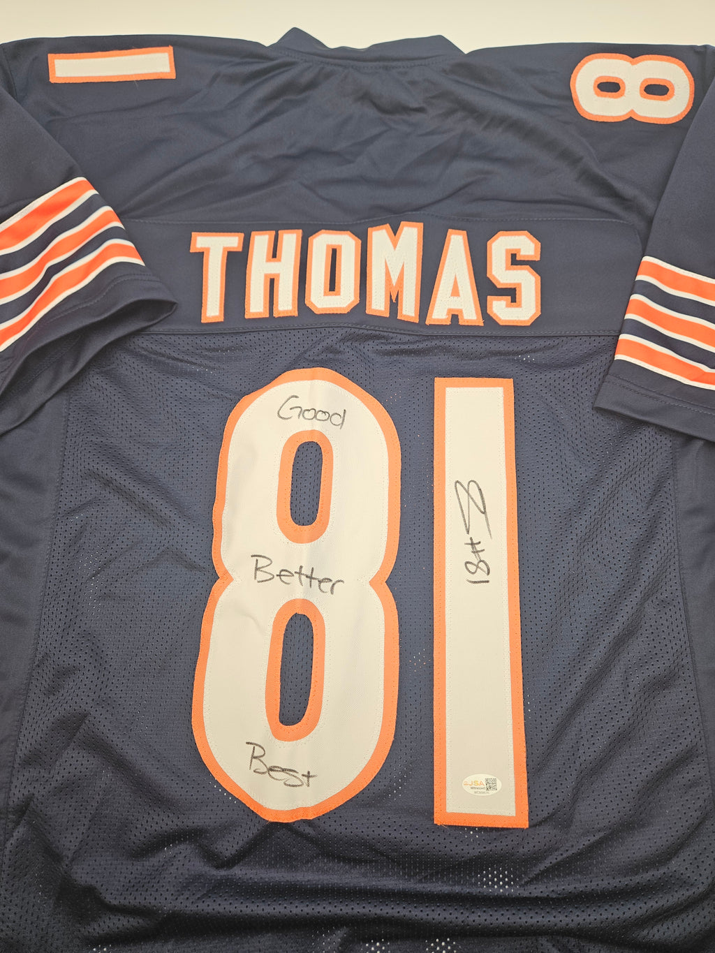 Zavion Thomas signed/autographed CHICAGO BEARS Jersey w/JSA NAVY GOOD BETTER BES