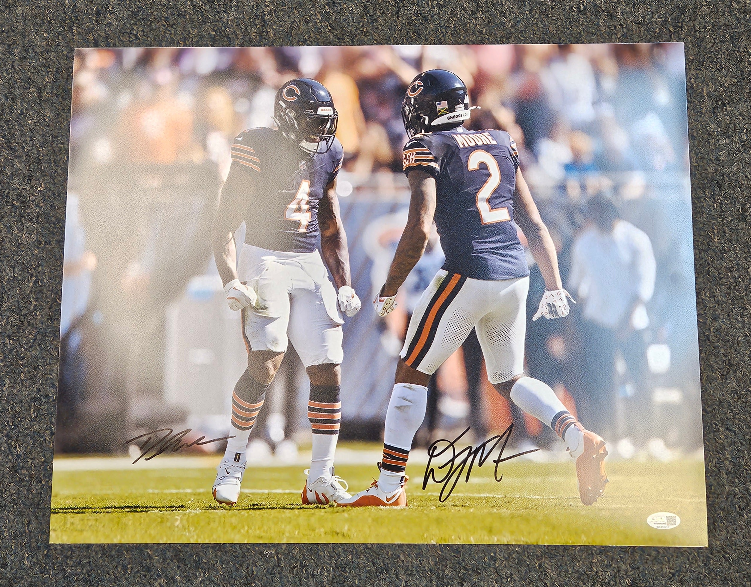 DJ MOORE & D'ANDRE SWIFTSIGNED AUTOGRAPHED 16x20 PHOTO CHICAGO BEARS BECKETT COA