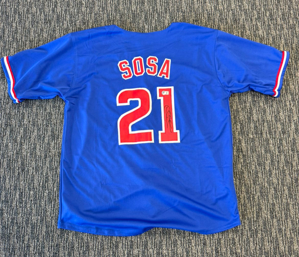 SAMMY SOSA SIGNED AUTO CHICAGO CHICAGO BLUE CUSTOM JERSEY BECKETT BAS AUTOGRAPHED