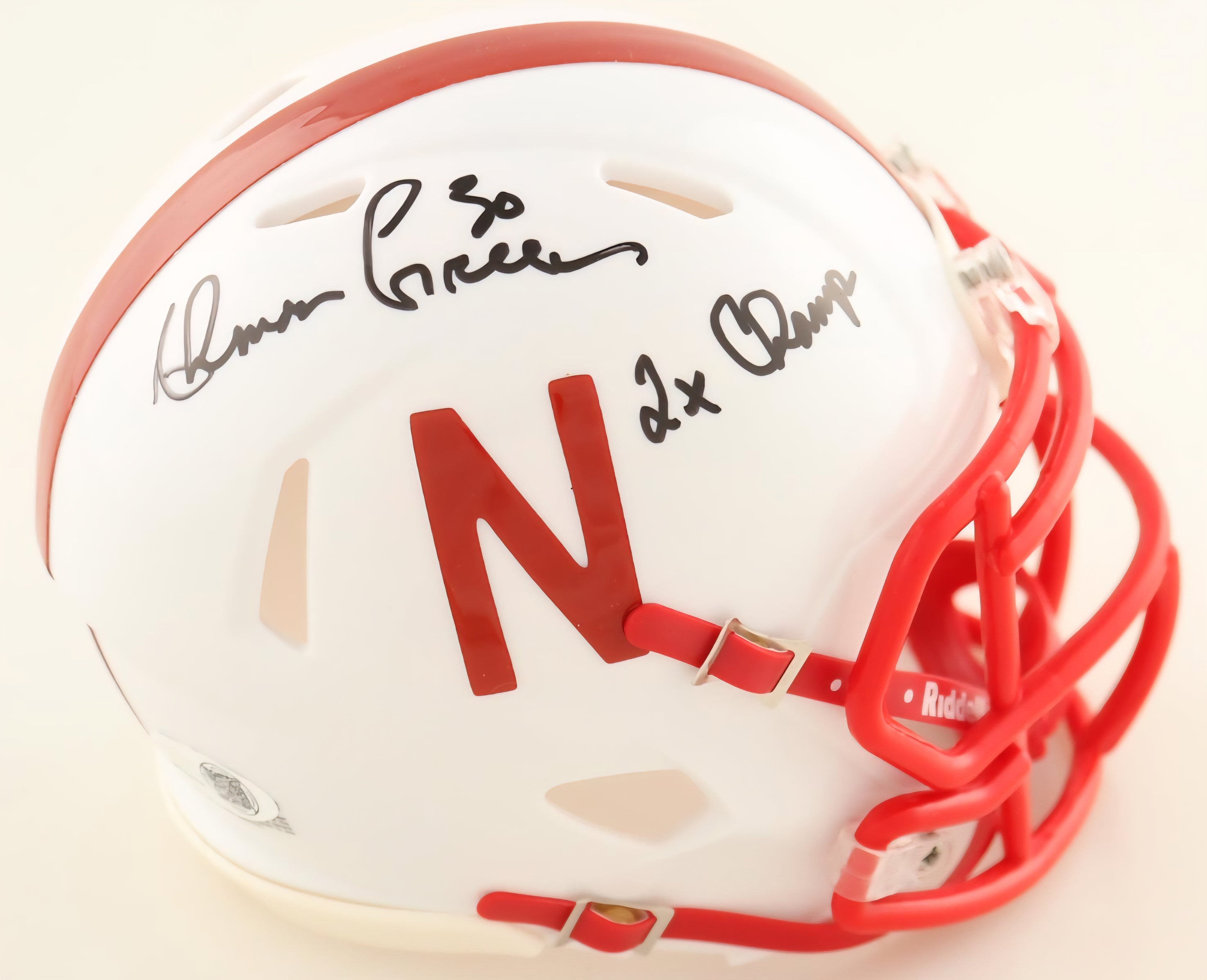 AHMAN GREEN SIGNED NEBRASKA CORNHUSKERS FOOTBALL MINI HELMET (2X) JSA