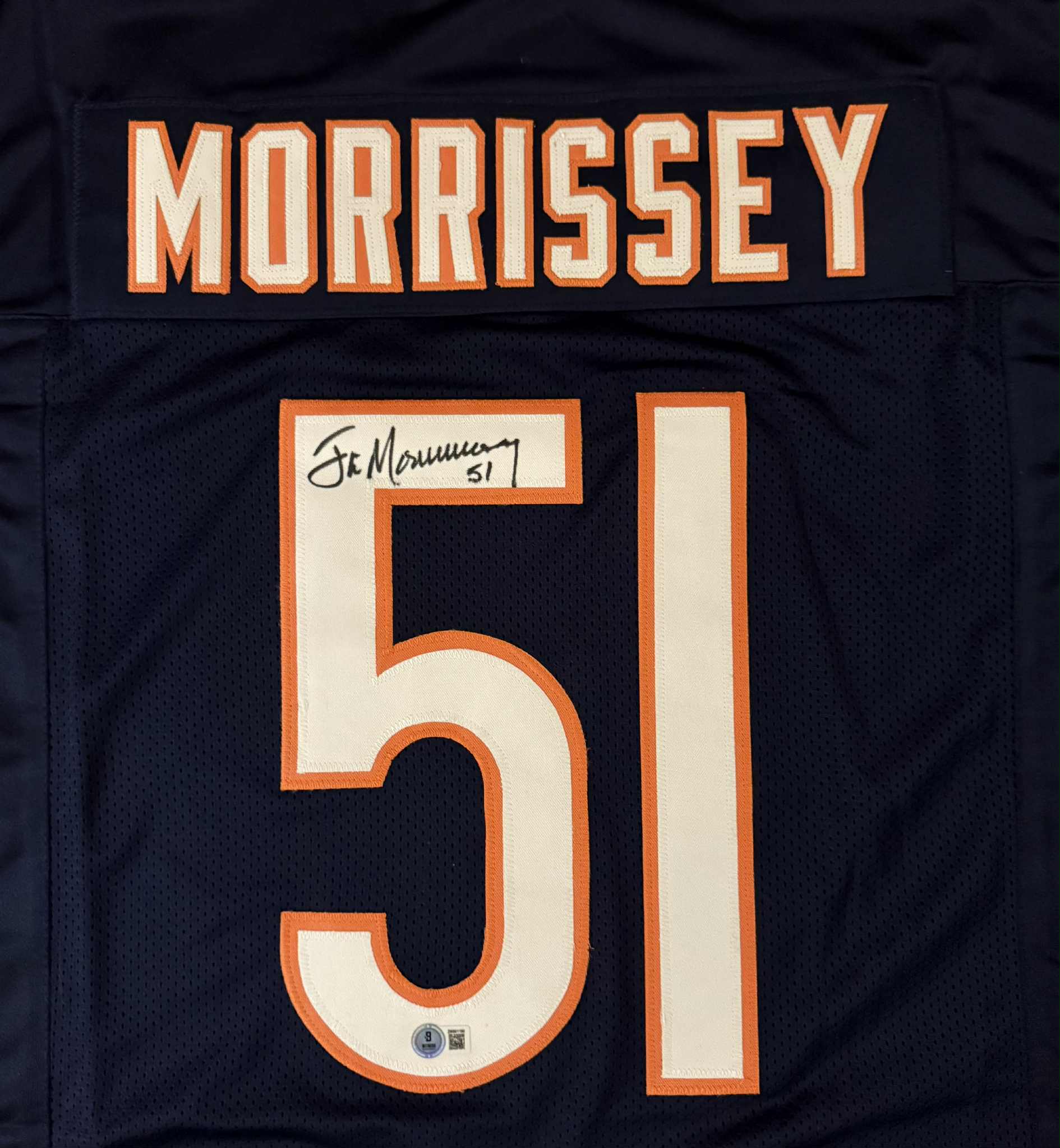 Jim Morrissey Signed Chicago Custom Blue Football Jersey Beckett