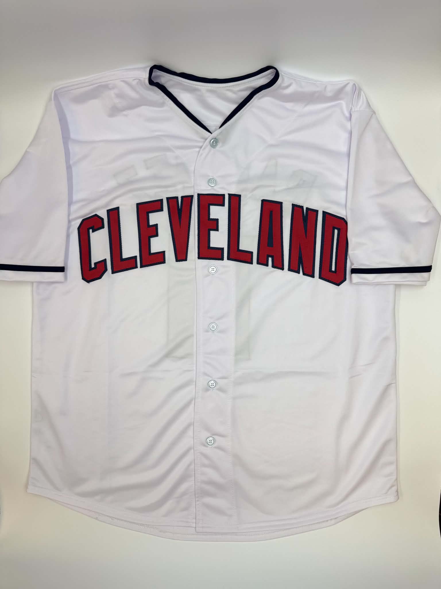 Autographed/Signed JOSE RAMIREZ Cleveland White Baseball Jersey Beckett BAS COA