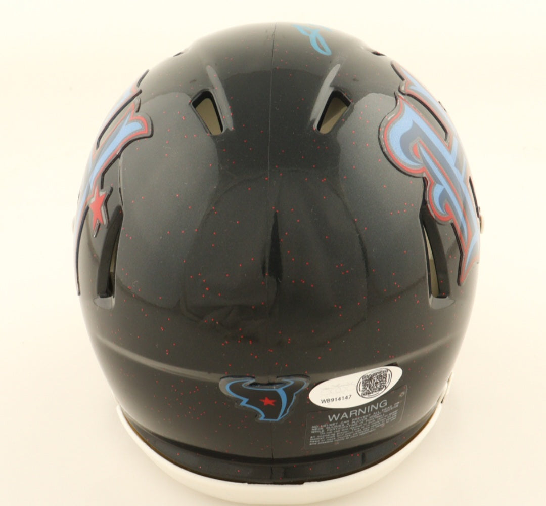 Jaylin Noel Signed Autographed Houston Texans Mini Helmet H TOWN ALT Blue JSA