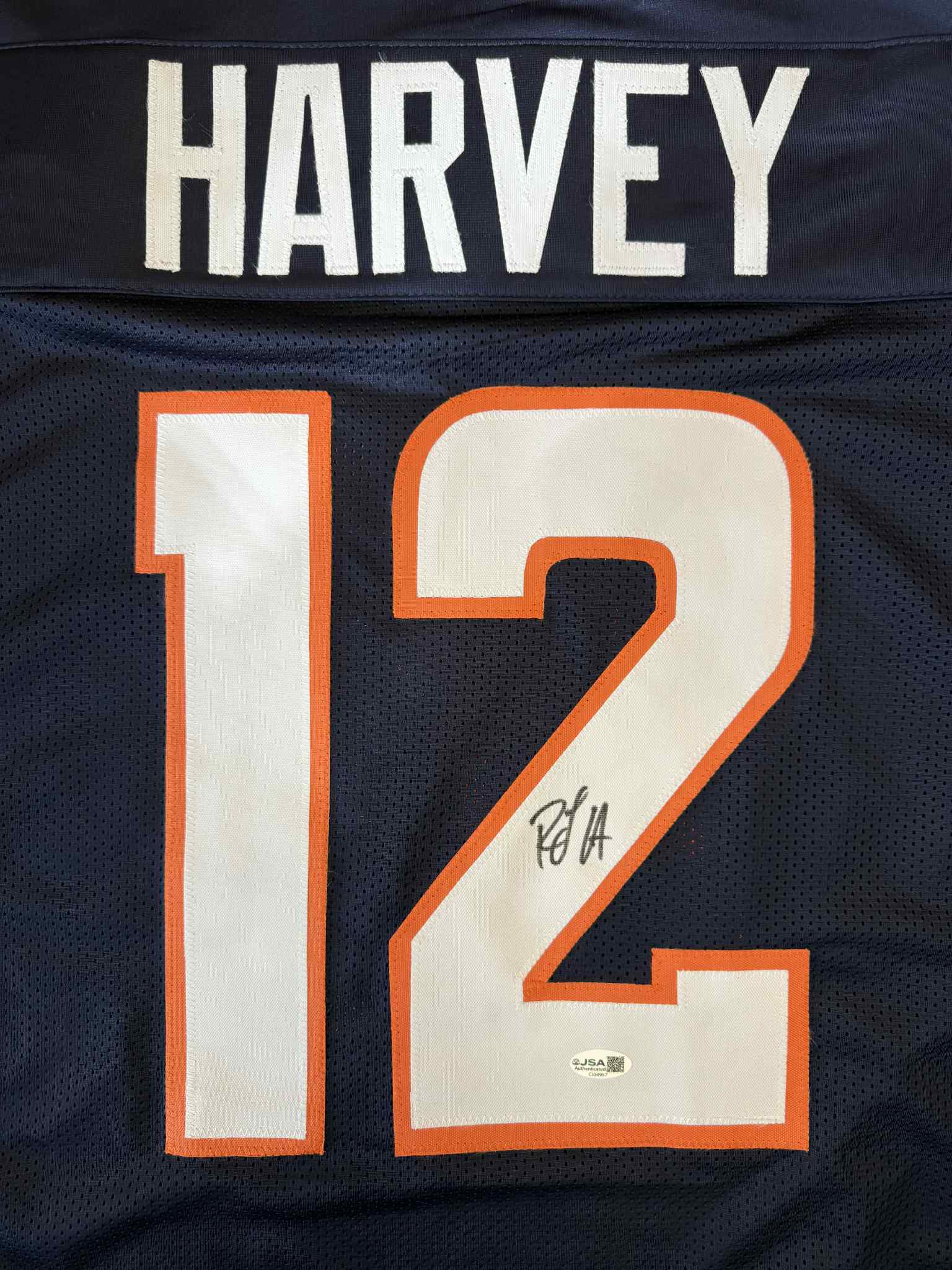 RJ HARVEY signed autographed DENVER BRONCOS Custom Blue JERSEY W/COA JSA XL Game Cut