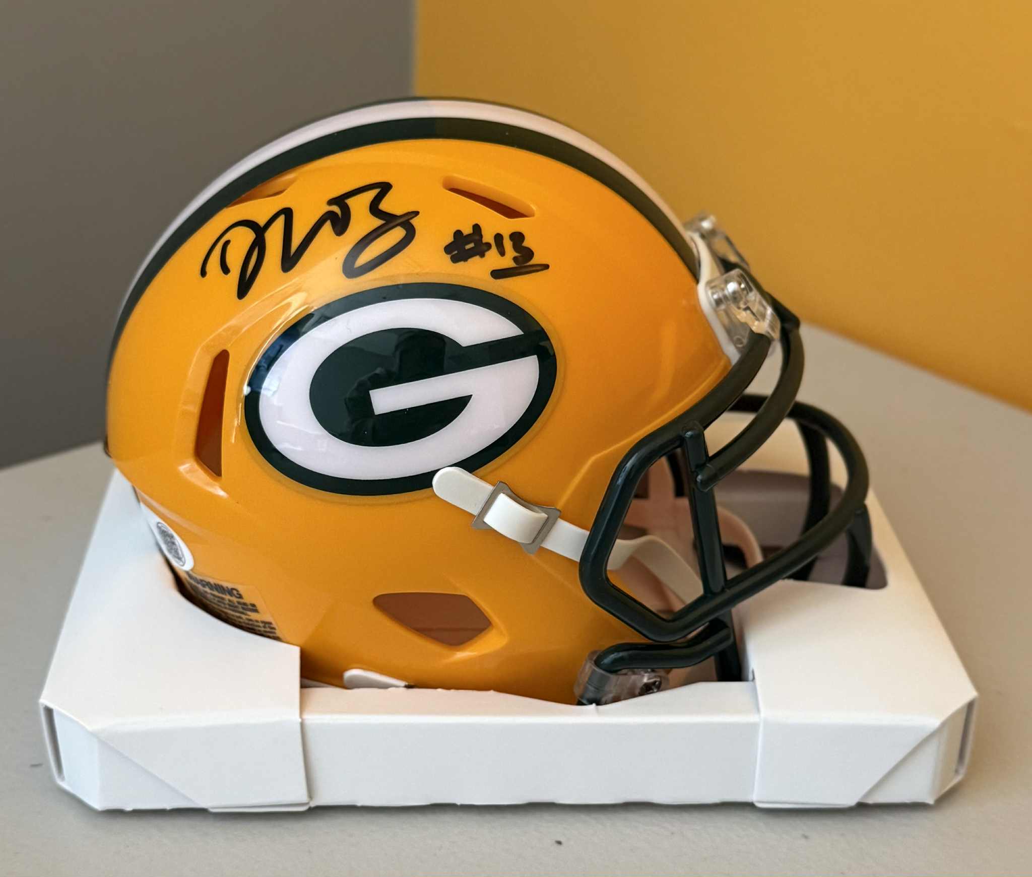 DONTAYVION WICKS SIGNED GREEN BAY PACKERS SPEED MINI HELMET JSA