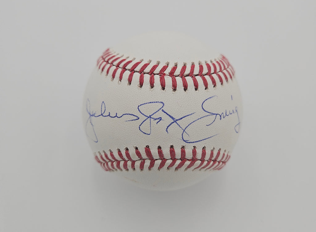 Julius Erving Philadelphia 76ers Autographed ROMLB Baseball JSA COA