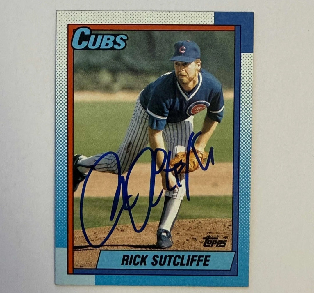 Autographed/Signed Rick Sutcliffe 90 Topps Cubs #640 MLB Baseball Card JSA 8545