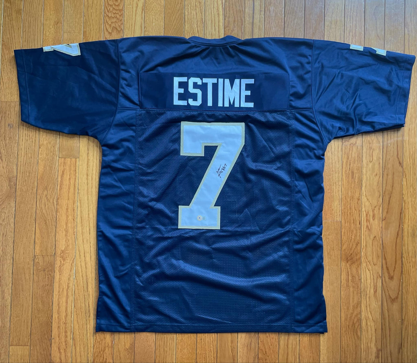 Auto/Autographed Audric Estime Blue Custom Jersey JSA COA XL