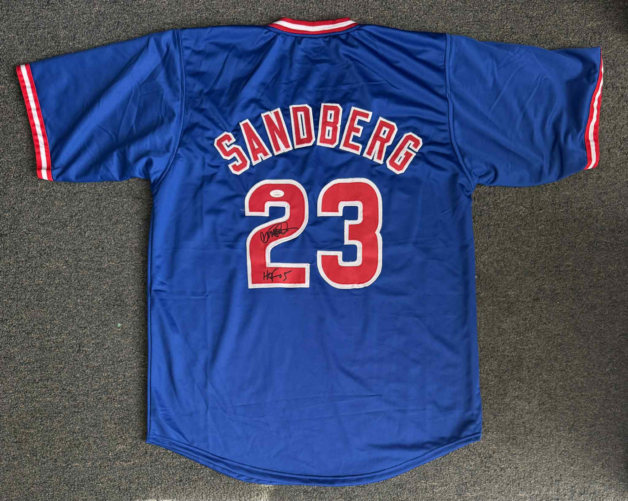Ryne Sandberg Custom Jersey Signed/Autographed W/HOF JSA COA