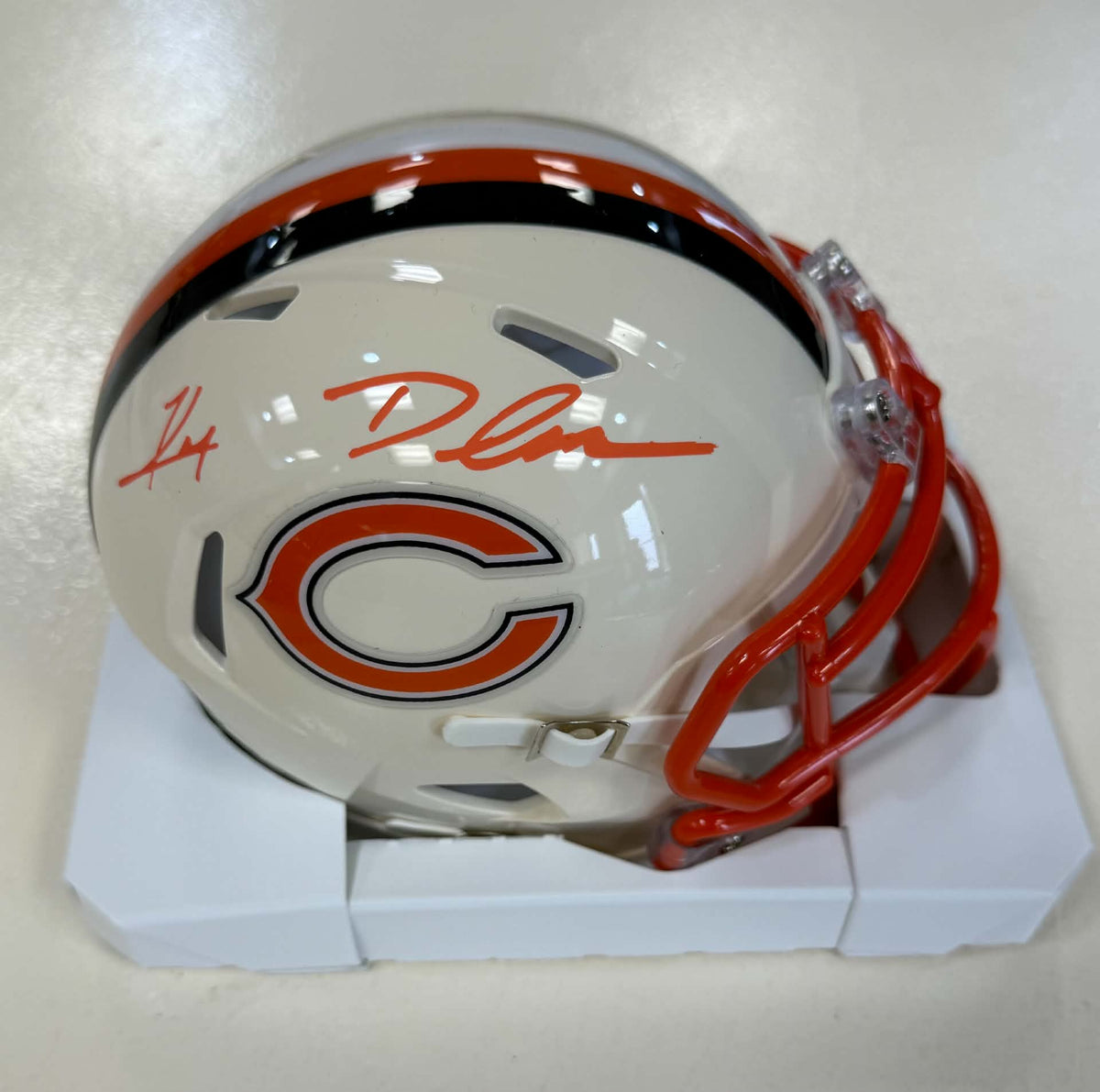 KYLE MONANGAI & D’ANDRE SWIFT DUAL signed CHICAGO BEARS Retro Mini Helmet w/ COA GTSM WITNESS