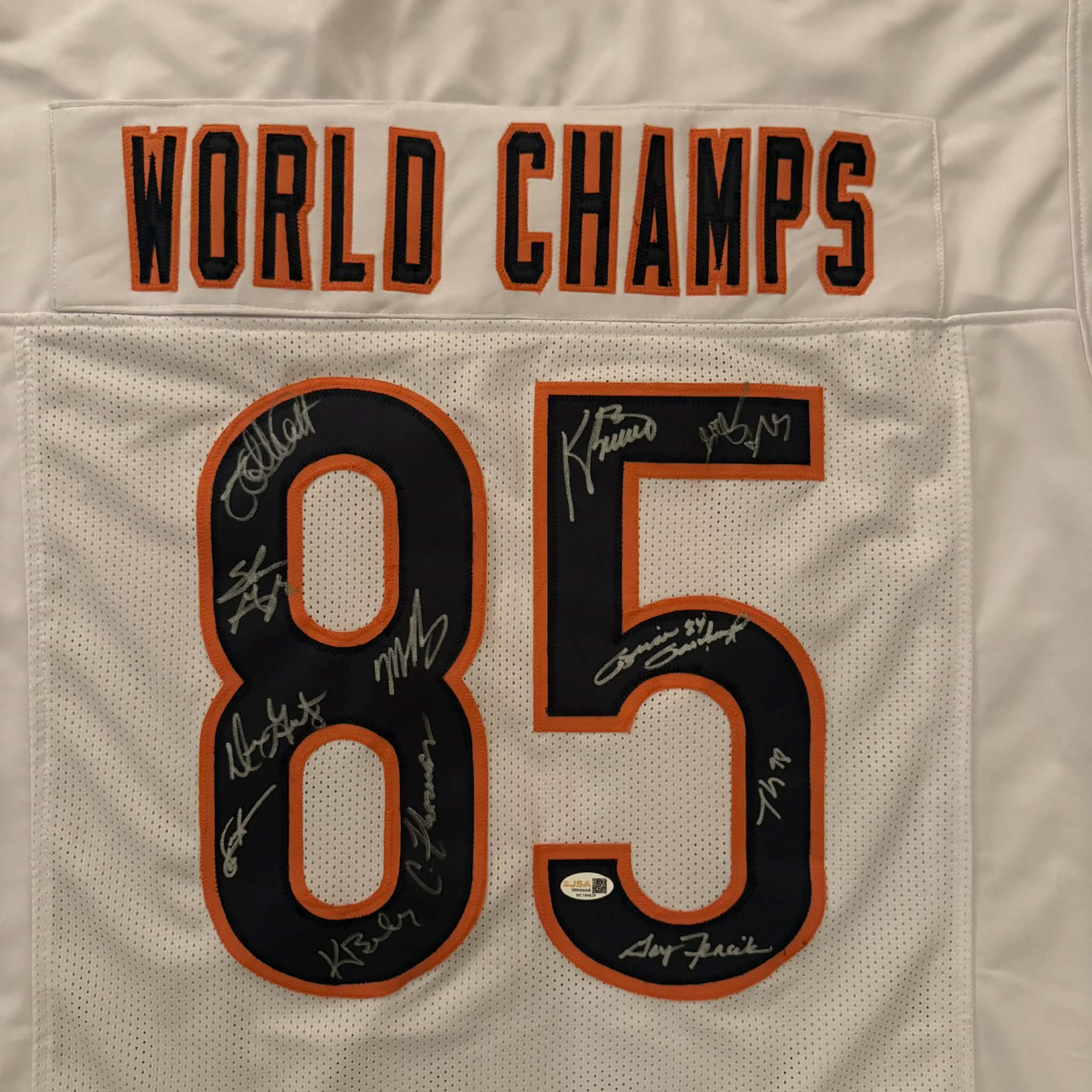 Chicago Bears 1985 (12 Autos) Custom White Jersey JSA COA