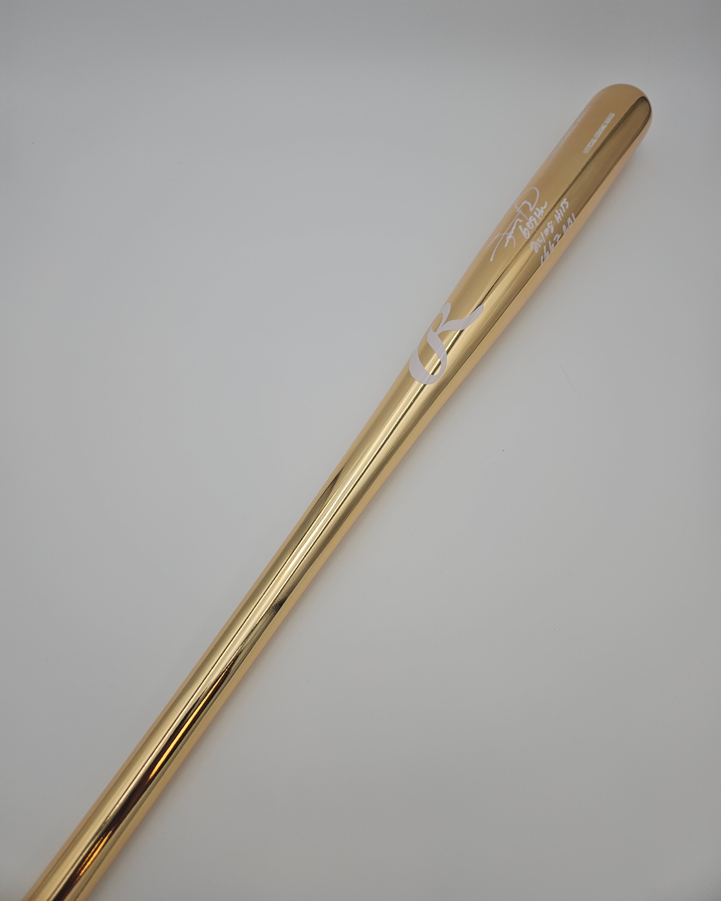 Sammy Sosa Chrome Gold Bat Signed/Autographed Stat Inscriptions JSA WITNESS