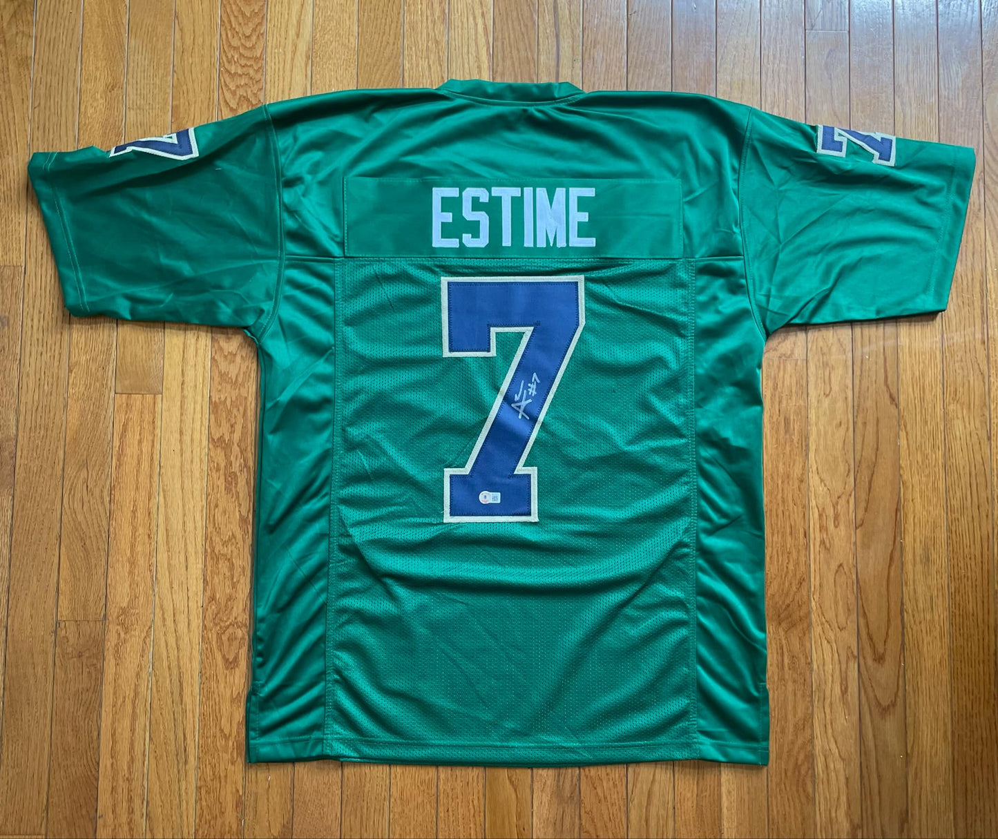 Auto/Autographed Audric Estime ND Green Custom Jersey JSA COA XL