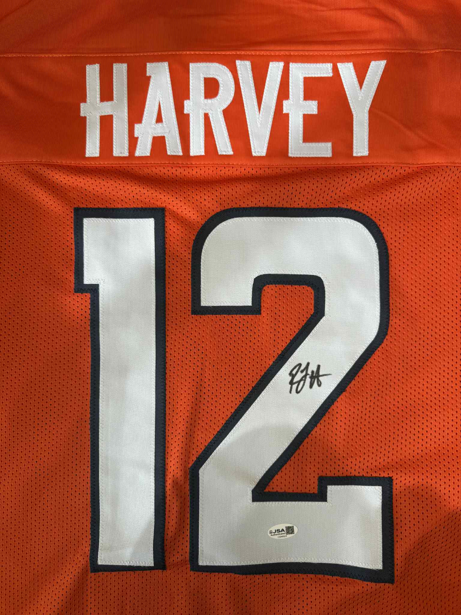 RJ HARVEY signed autographed DENVER BRONCOS Custom Orange JERSEY W/COA JSA XL Game Cut
