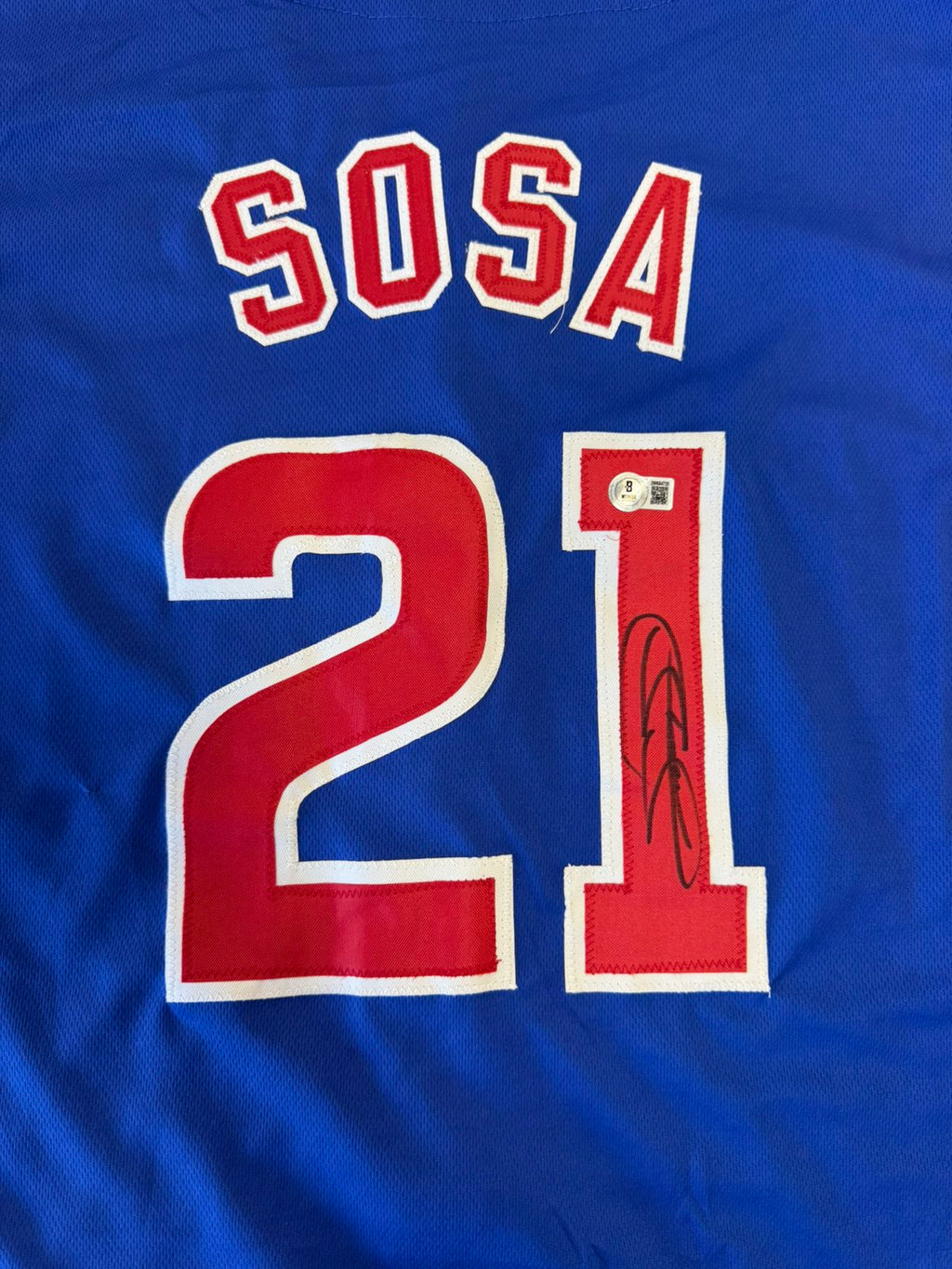 SAMMY SOSA SIGNED AUTO CHICAGO CHICAGO BLUE CUSTOM JERSEY BECKETT BAS AUTOGRAPHED
