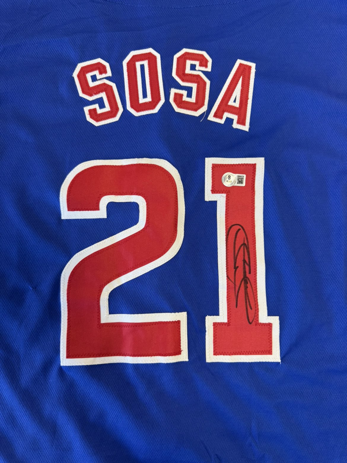 SAMMY SOSA SIGNED AUTO CHICAGO CHICAGO BLUE CUSTOM JERSEY BECKETT BAS AUTOGRAPHED