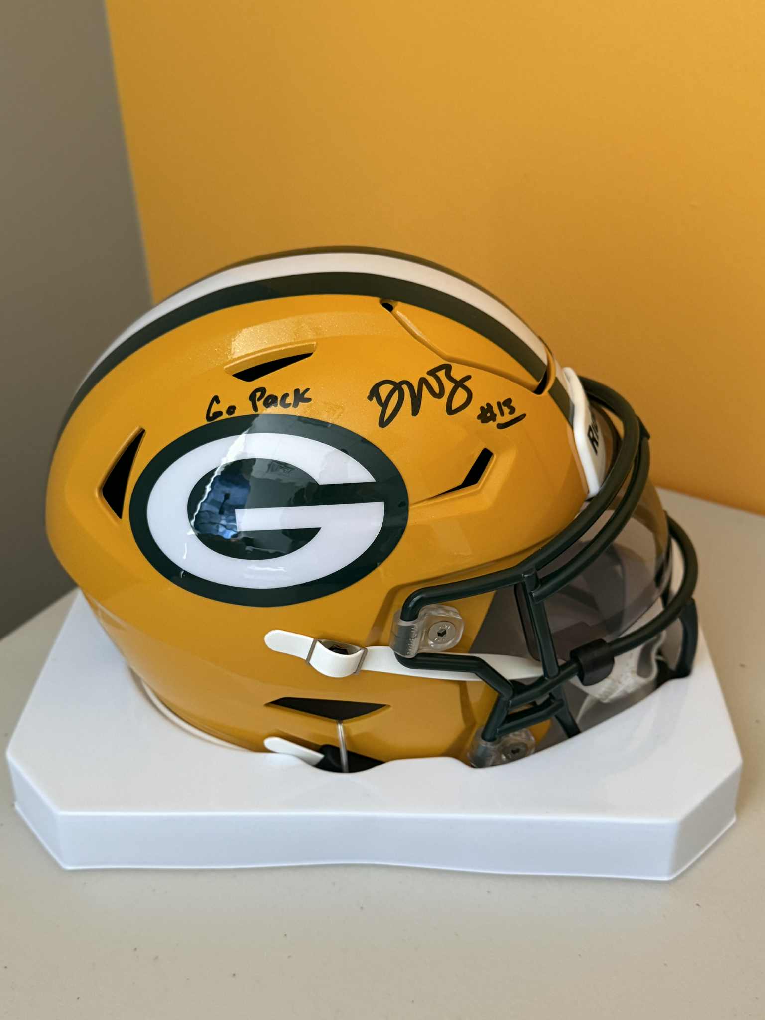 DONTAYVION WICKS SIGNED GREEN BAY PACKERS NEW MID SIZE AUTH HELMET JSA "GO PACK"