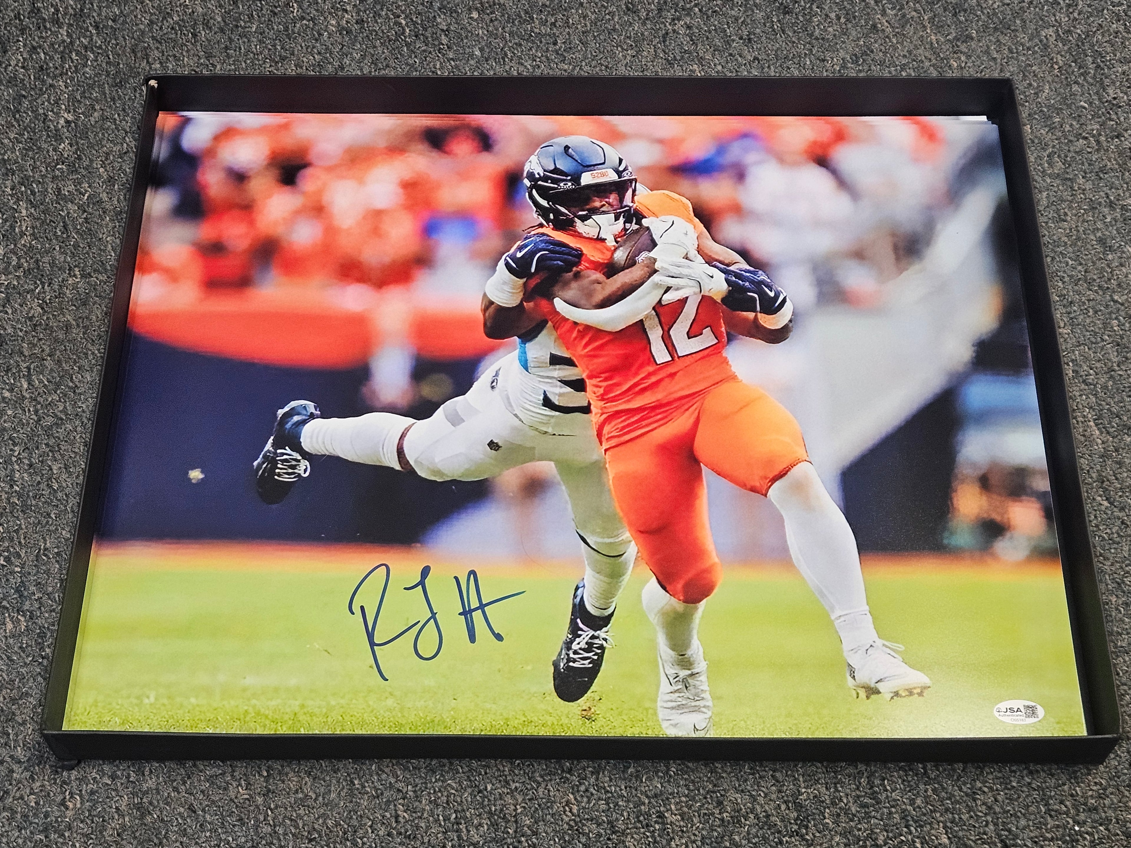 RJ HARVEY signed autographed DENVER BRONCOS 16x20 Big Run W/COA JSA
