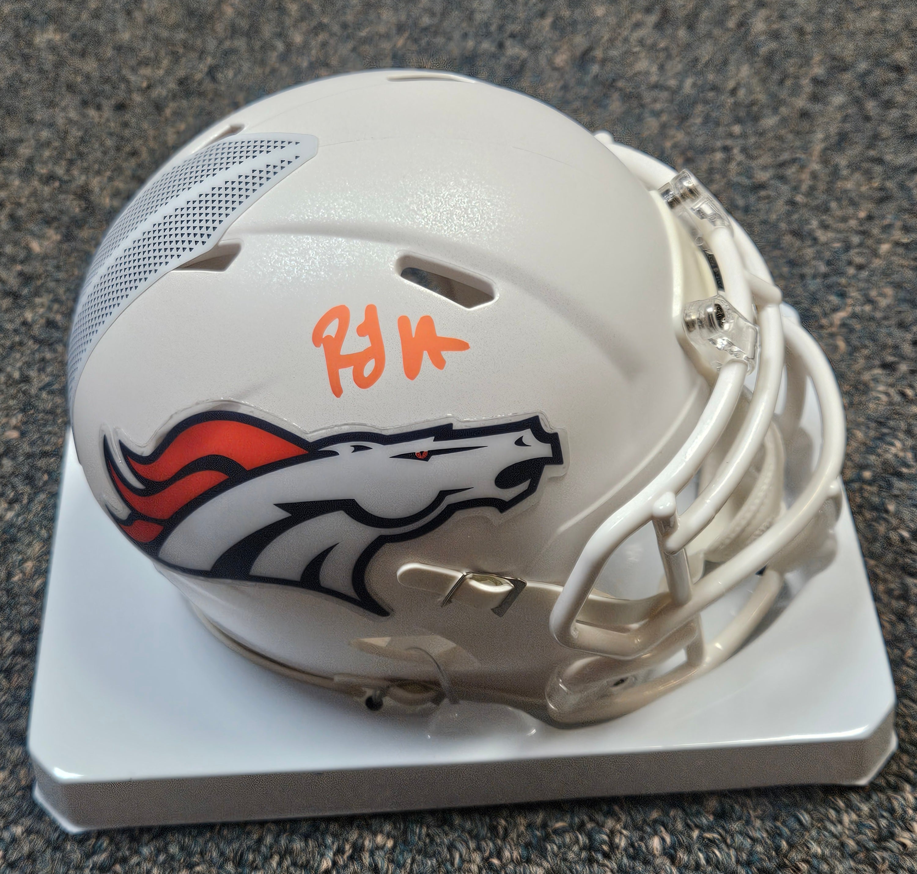 RJ HARVEY SIGNED/AUTOGRAPHED DENVER BRONCOS SPEED ALT MINI JSA WITNESS COA