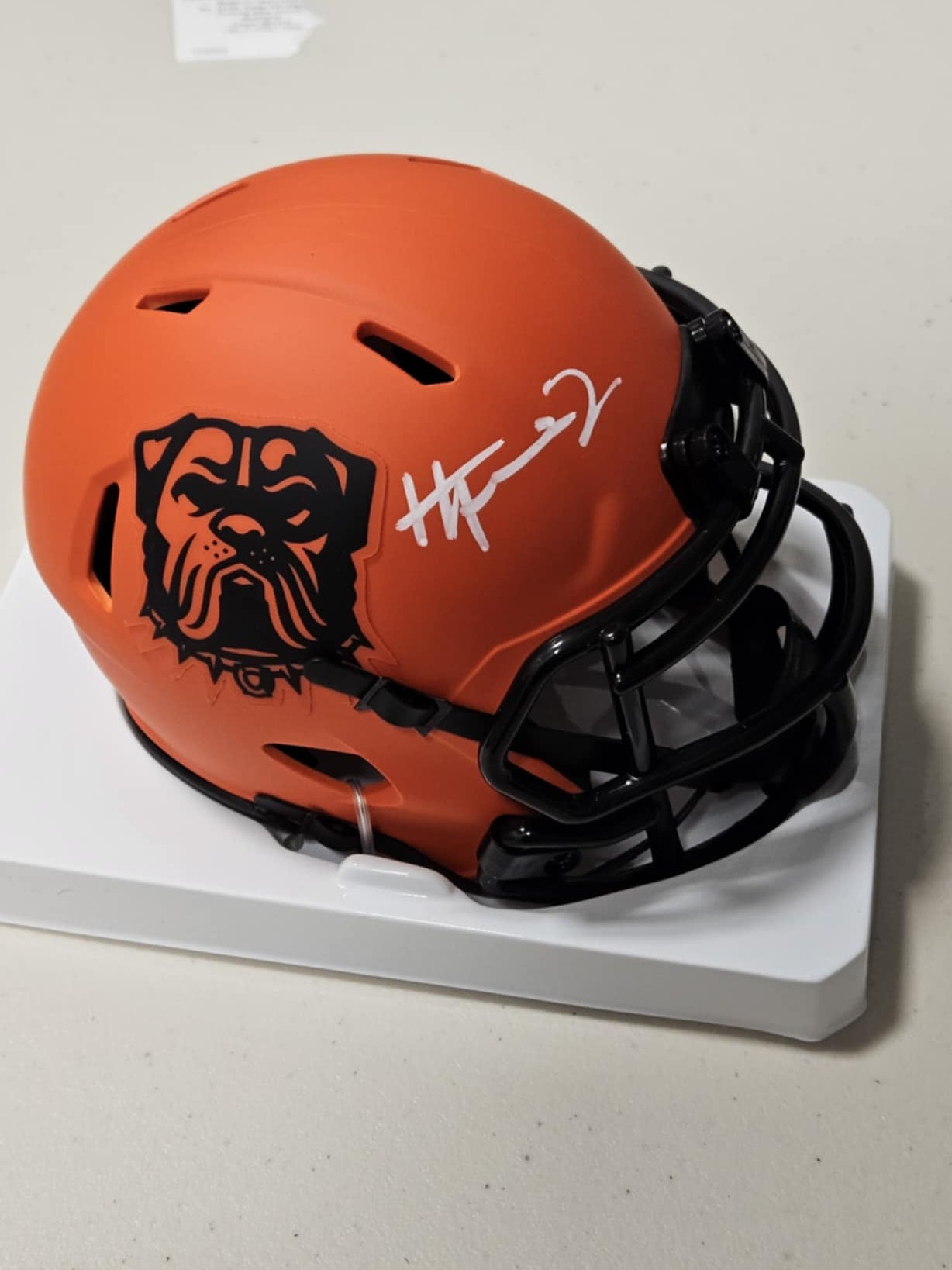 Harold Fannin Jr Signed Cleveland Browns Rave Mini Helmet JSA WITNESS COA