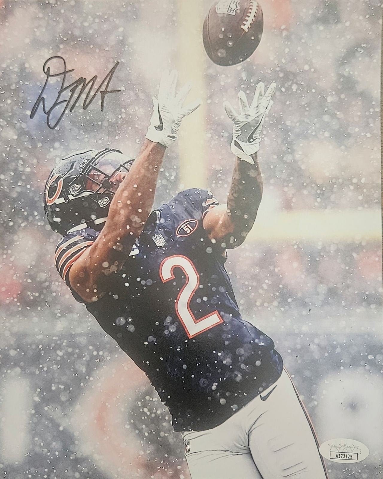 D.J Moore Signed Autographed 8x10 Photo Chicago Snowing JSA COA