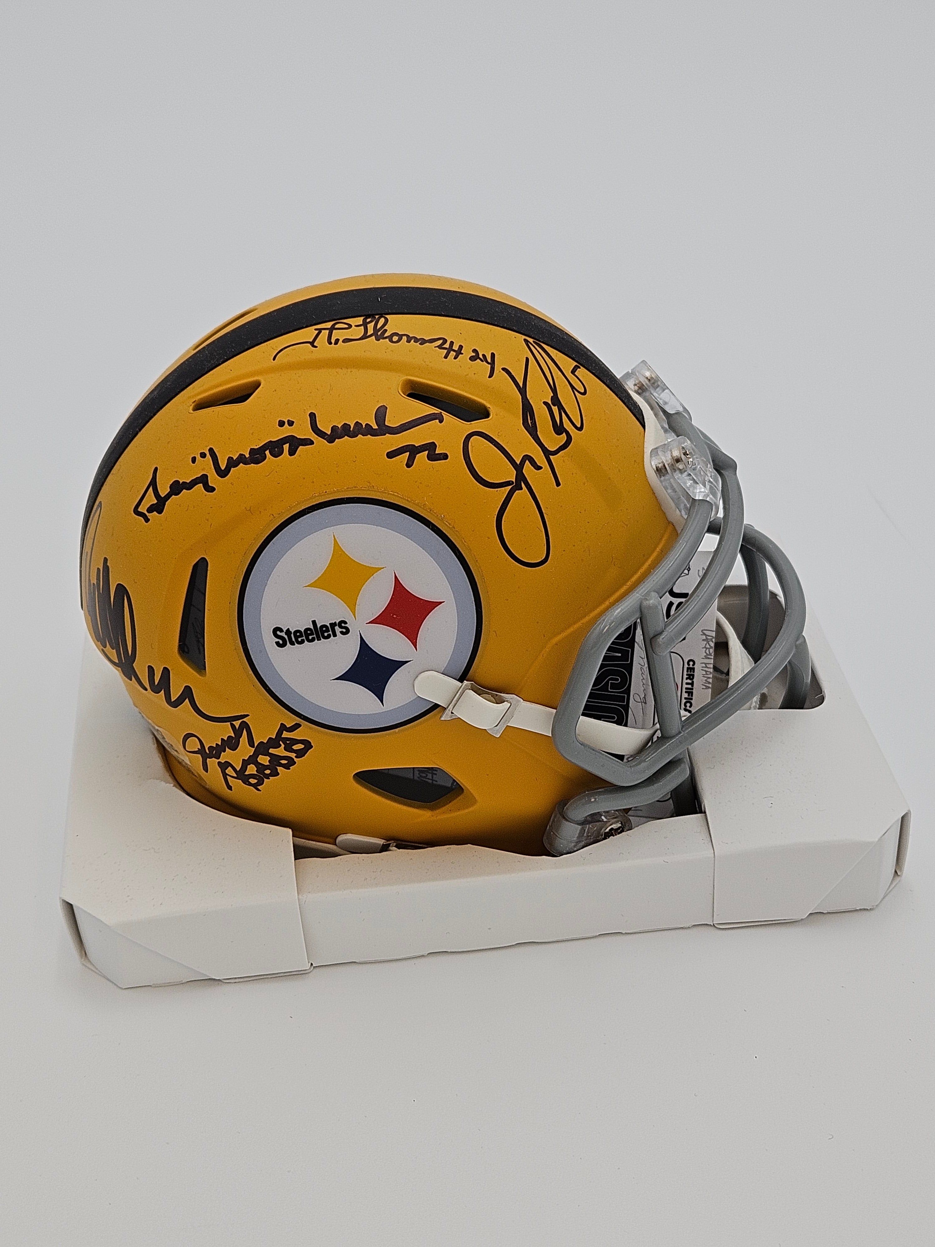 Steelers Alt Mini Helmet Signed by (5) W/Brown, Grossman, Kolb, Mullins JSA